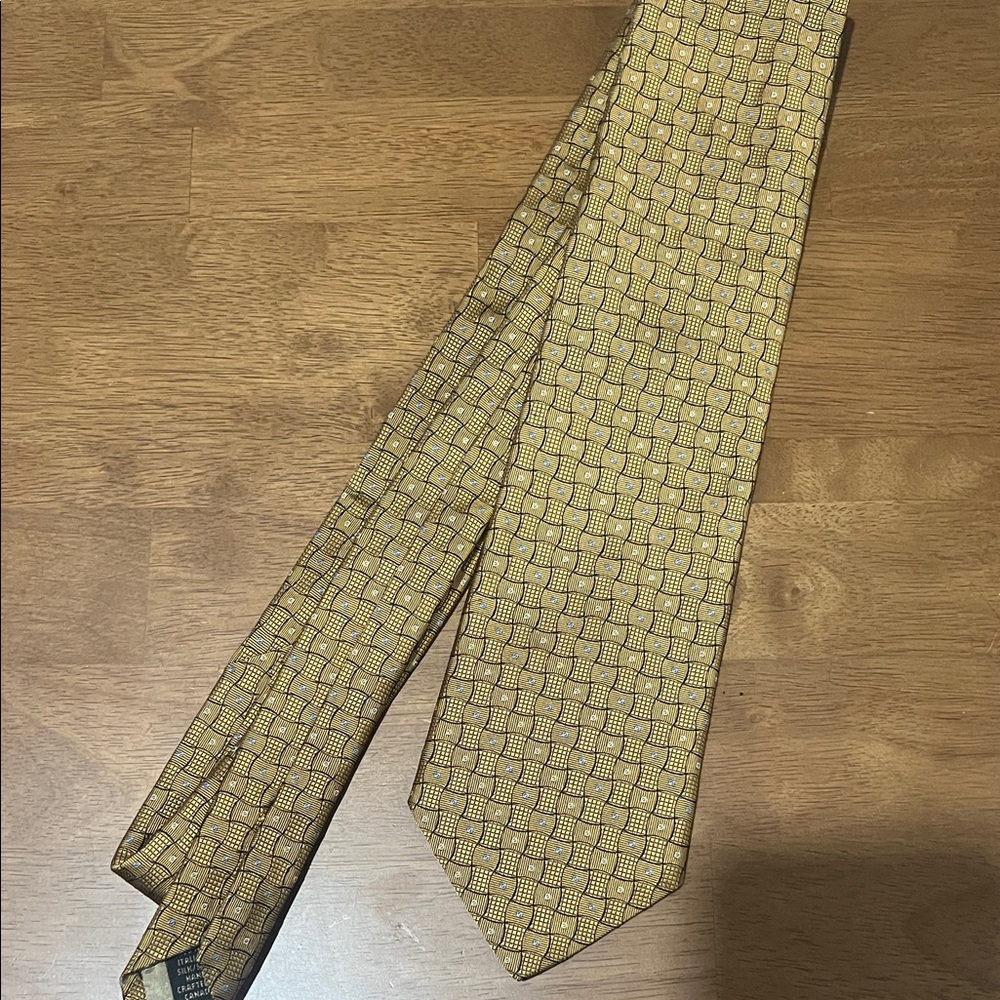 Dior Signature Gold and Black Patterned Tie, 100% Italian Silk